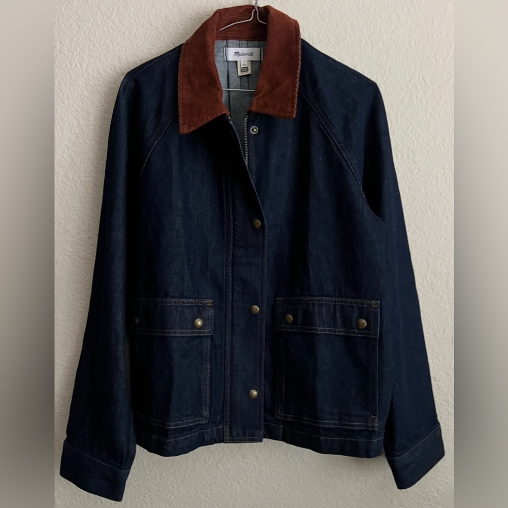 MADEWELL THE BARN DENIM CORDUROY COLLAR DENIM JACKET NEW $240 - Picture 2 of 10